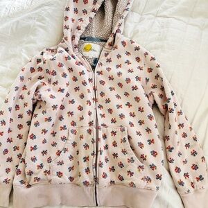 Mini Boden Floral Hoodie - Cream and Red